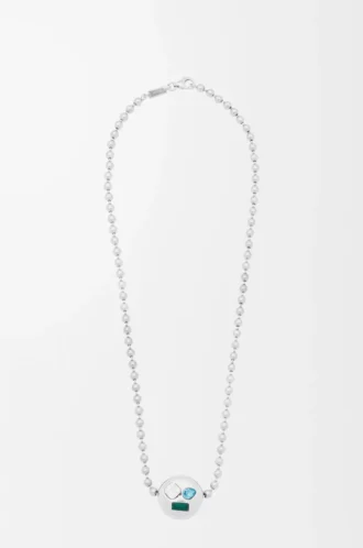 Collana Anagram Pebble in argento sterling e cristalli Argento/Multicolore