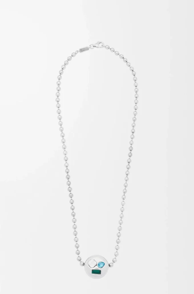 Collana Anagram Pebble in argento sterling e cristalli Argento/Multicolore