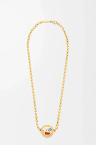 Collana Anagram Pebble in argento sterling e cristalli Oro/Multicolore