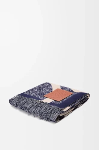 Coperta Anagram in lana Blu navy