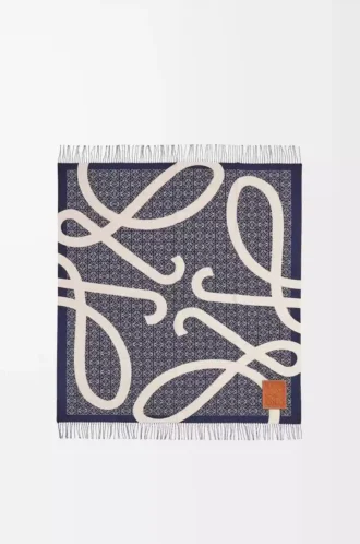 Coperta Anagram in lana Blu navy