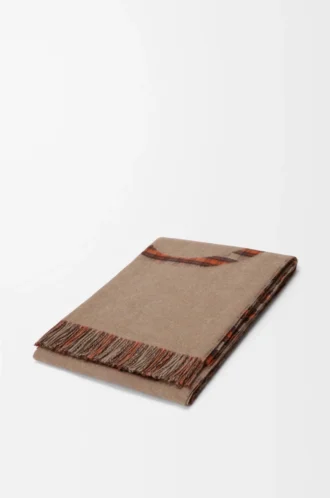 Coperta in lana e cashmere Beige/Arancione