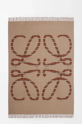 Coperta in lana e cashmere Beige/Arancione