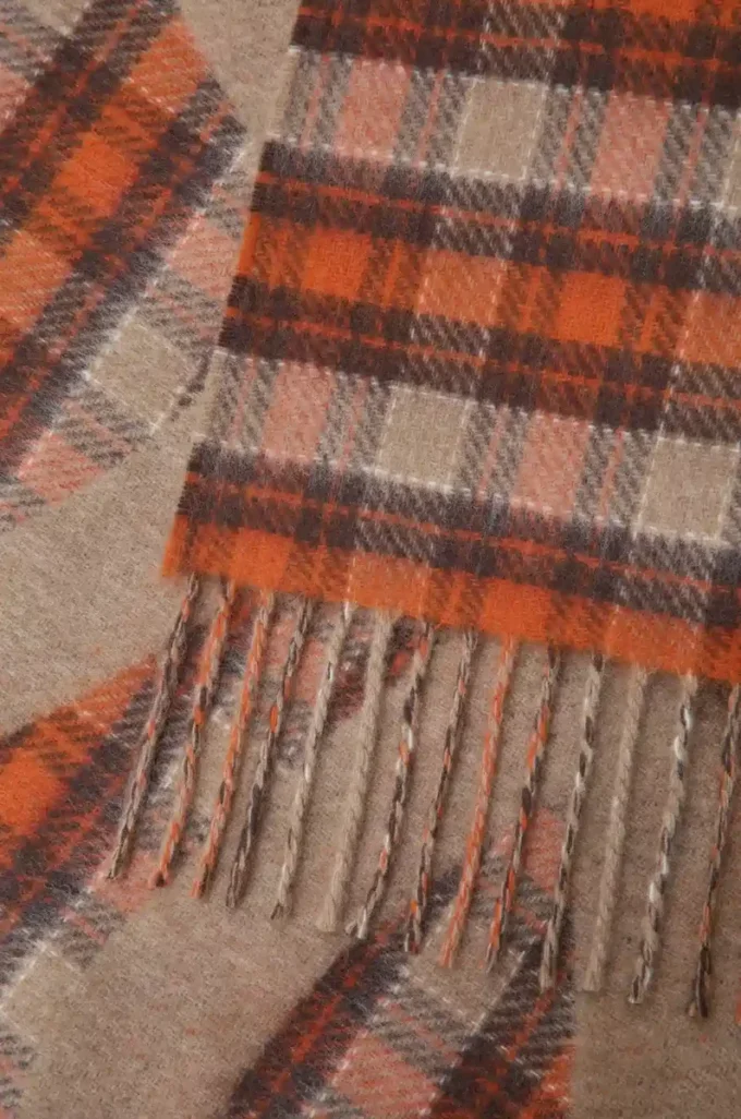 Coperta in lana e cashmere Beige/Arancione Coperta in lana e cashmere Beige/Arancione