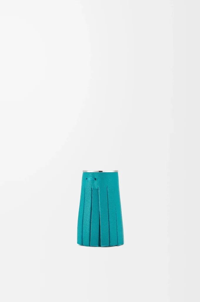 Dadi con nappina in pelle di vitello verde smeraldo