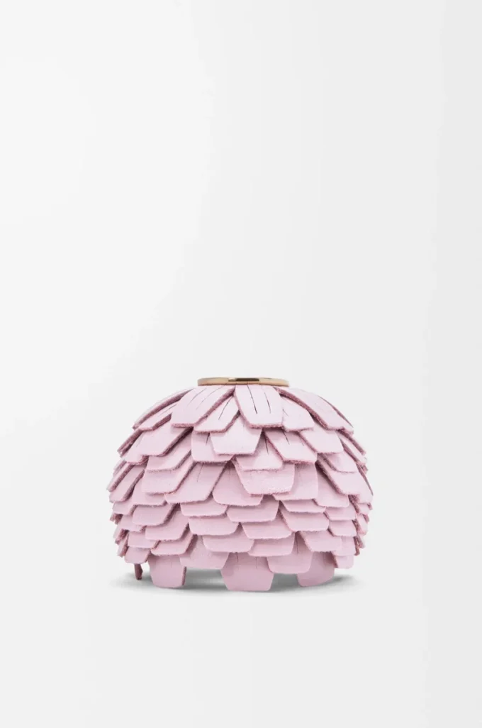 Dadi floreali in pelle di vitello classica rosa chiaro