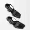 Décolleté con cinturino a T Onda in pelle di vitello spazzolata Nero Décolleté con cinturino a T Onda in pelle di vitello spazzolata Nero