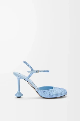 Décolleté con cinturino alla caviglia Toy in camoscio impreziosito da strass Baby Blue