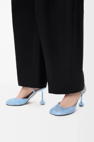 Décolleté con cinturino alla caviglia Toy in camoscio impreziosito da strass Baby Blue