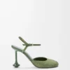 Décolleté con cinturino alla caviglia Toy in camoscio impreziosito da strass verde militare Décolleté con cinturino alla caviglia Toy in camoscio impreziosito da strass verde militare