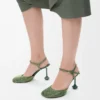 Décolleté con cinturino alla caviglia Toy in camoscio impreziosito da strass verde militare Décolleté con cinturino alla caviglia Toy in camoscio impreziosito da strass verde militare