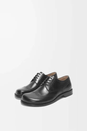 Derby brogue Campo in pelle di vitello spazzolata Nero