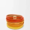 Doppio bracciale intrecciato in pelle di vitello Arancione vivace/Giallo Doppio bracciale intrecciato in pelle di vitello Arancione vivace/Giallo