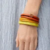 Doppio bracciale intrecciato in pelle di vitello Arancione vivace/Giallo Doppio bracciale intrecciato in pelle di vitello Arancione vivace/Giallo