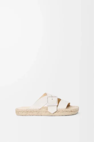 Espadrillas con punta a petalo in morbida pelle di vitello Bianca