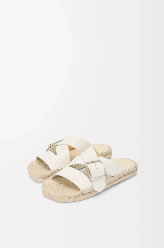 Espadrillas con punta a petalo in morbida pelle di vitello Bianca