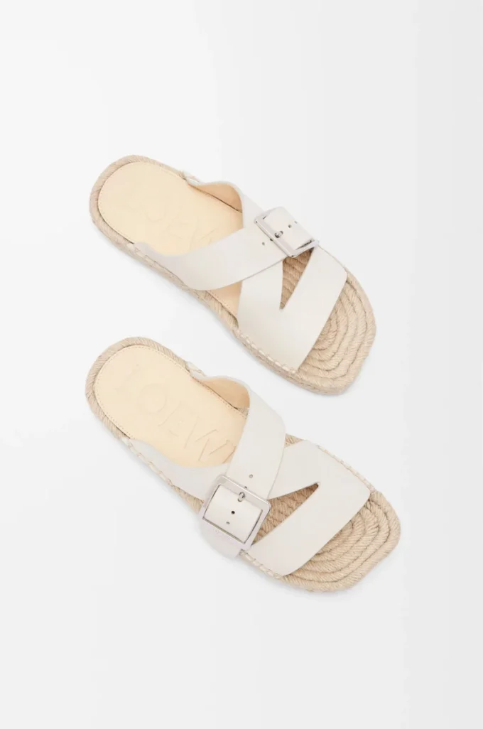 Espadrillas con punta a petalo in morbida pelle di vitello Bianca