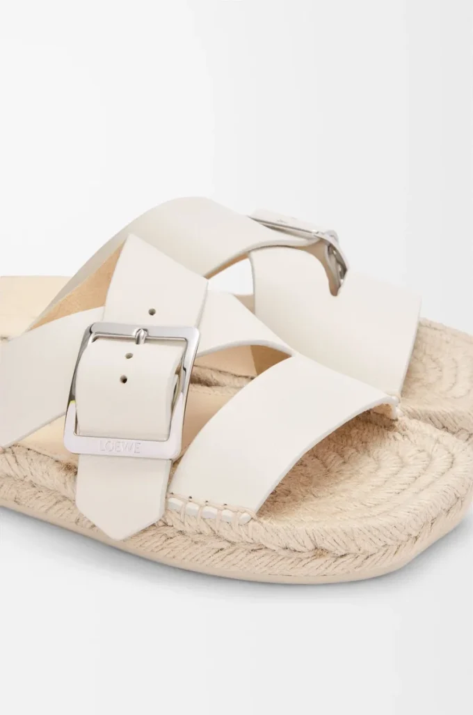 Espadrillas con punta a petalo in morbida pelle di vitello Bianca