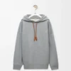 Felpa con cappuccio dalla vestibilità morbida in cotone grigio melange Felpa con cappuccio dalla vestibilità morbida in cotone grigio melange