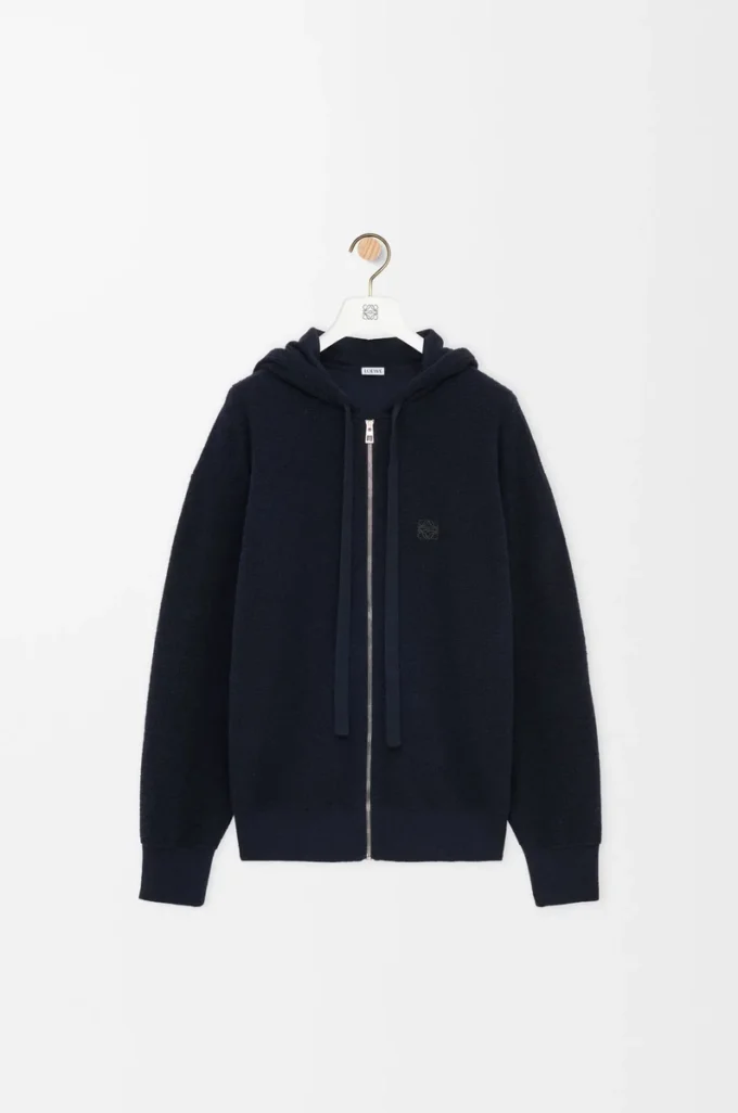 Felpa con cappuccio e zip Anagram in lana blu navy Felpa con cappuccio e zip Anagram in lana blu navy