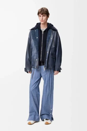 Felpa con cappuccio e zip Anagram in lana blu navy