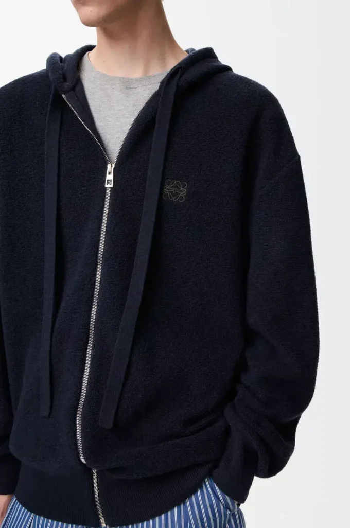 Felpa con cappuccio e zip Anagram in lana blu navy Felpa con cappuccio e zip Anagram in lana blu navy