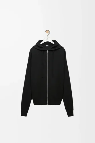 Felpa con cappuccio e zip Anagram in lana nera