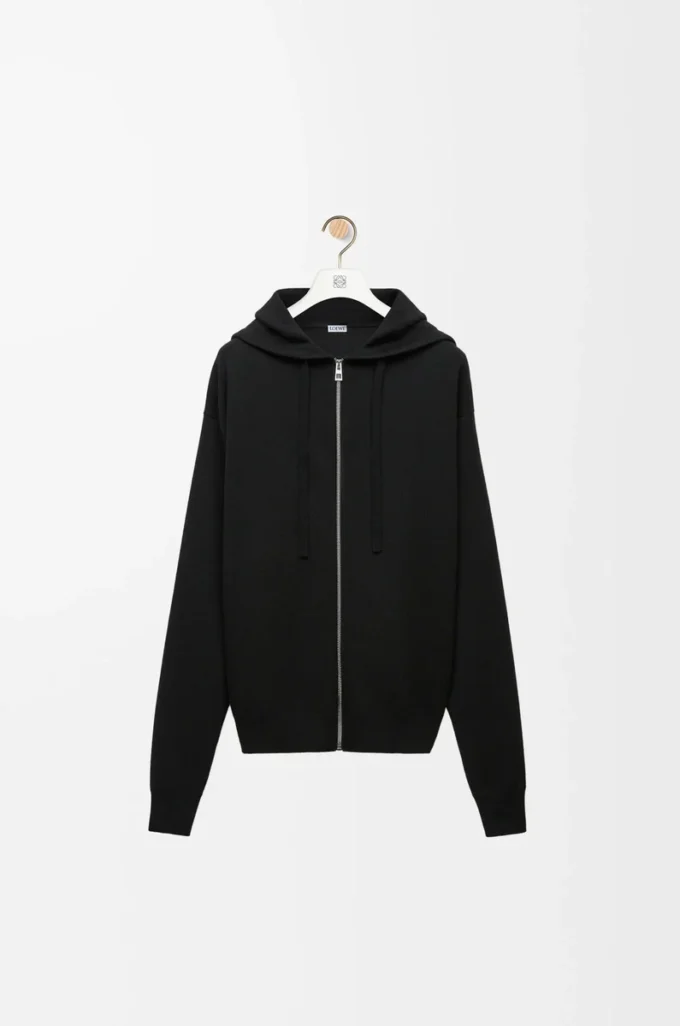Felpa con cappuccio e zip Anagram in lana nera Felpa con cappuccio e zip Anagram in lana nera