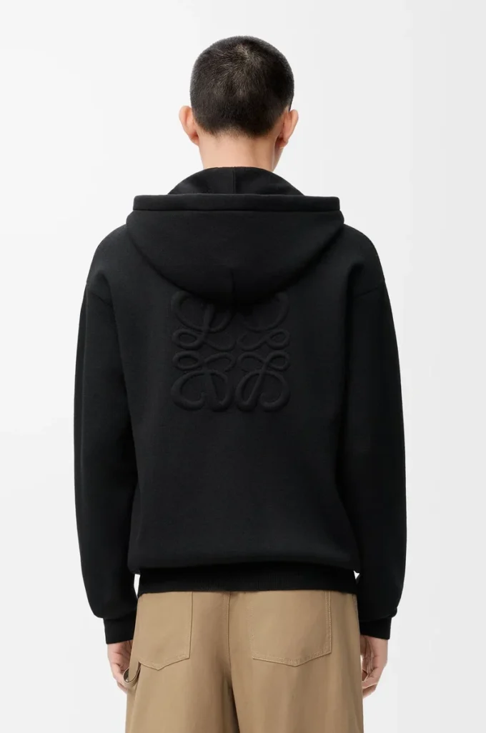 Felpa con cappuccio e zip Anagram in lana nera Felpa con cappuccio e zip Anagram in lana nera