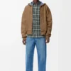 Felpa con cappuccio e zip in cotone beige/blu Felpa con cappuccio e zip in cotone beige/blu