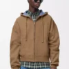 Felpa con cappuccio e zip in cotone beige/blu Felpa con cappuccio e zip in cotone beige/blu