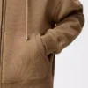 Felpa con cappuccio e zip in cotone beige/blu Felpa con cappuccio e zip in cotone beige/blu