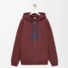 Felpa con cappuccio e zip in cotone bordeaux Felpa con cappuccio e zip in cotone bordeaux