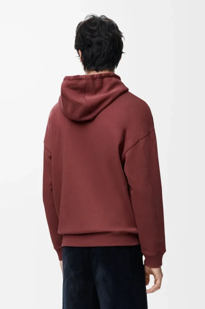 Felpa con cappuccio e zip in cotone bordeaux Felpa con cappuccio e zip in cotone bordeaux