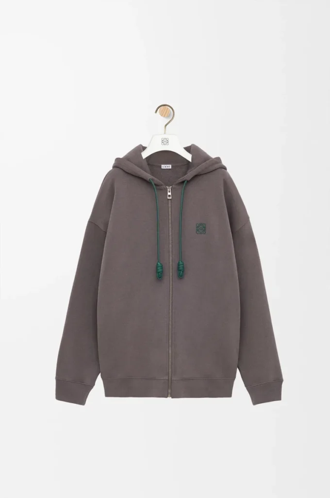 Felpa con cappuccio e zip in cotone Grigio scuro