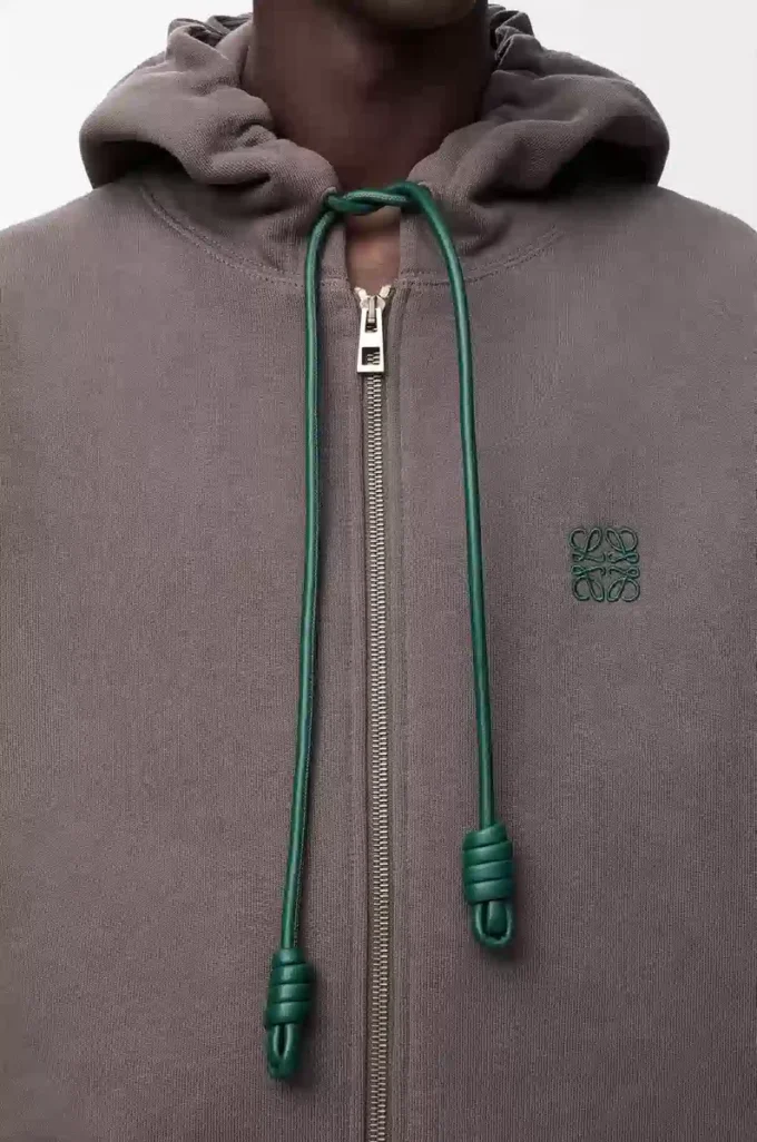 Felpa con cappuccio e zip in cotone Grigio scuro