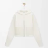 Felpa con cappuccio e zip in lana Bianca