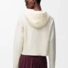 Felpa con cappuccio e zip in lana Bianca