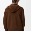 Felpa con cappuccio e zip in lana marrone Felpa con cappuccio e zip in lana marrone