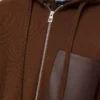 Felpa con cappuccio e zip in lana marrone Felpa con cappuccio e zip in lana marrone
