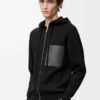 Felpa con cappuccio e zip in lana Nero Felpa con cappuccio e zip in lana Nero