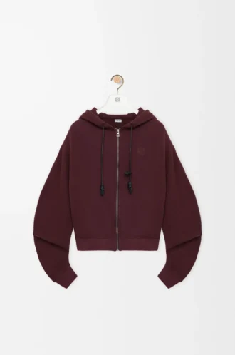 Felpa con cappuccio Flamenco in cotone e cashmere Borgogna scuro