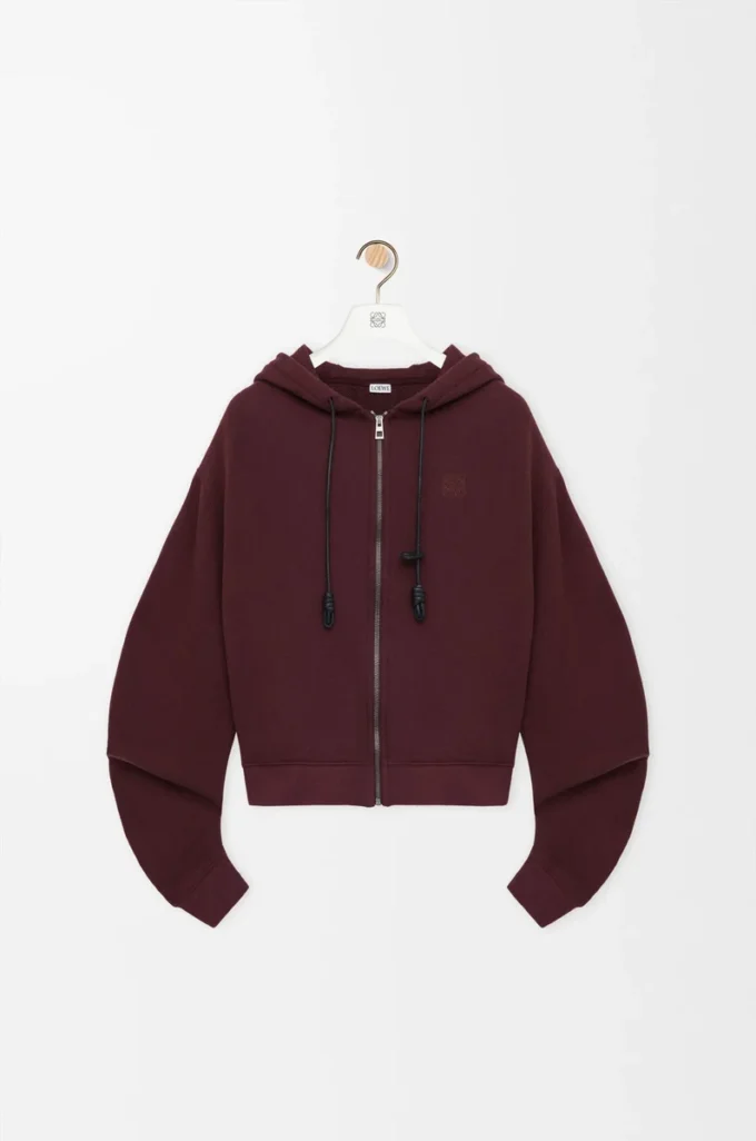 Felpa con cappuccio Flamenco in cotone e cashmere Borgogna scuro