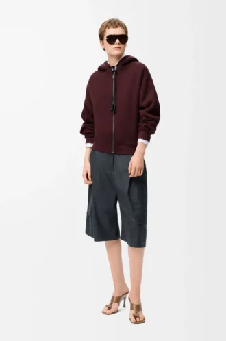 Felpa con cappuccio Flamenco in cotone e cashmere Borgogna scuro