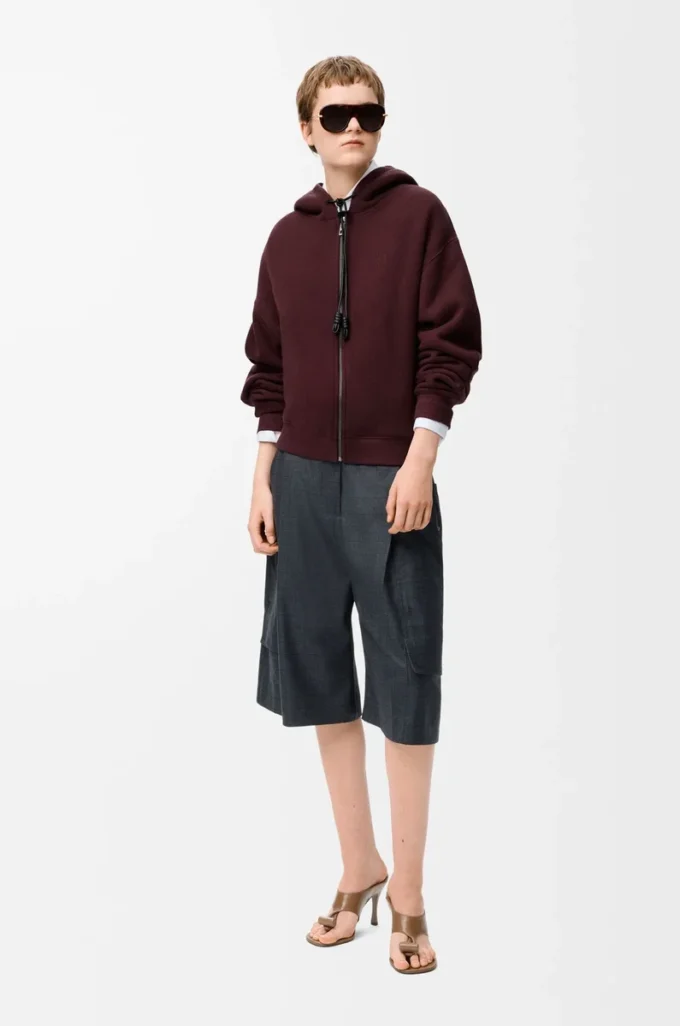 Felpa con cappuccio Flamenco in cotone e cashmere Borgogna scuro