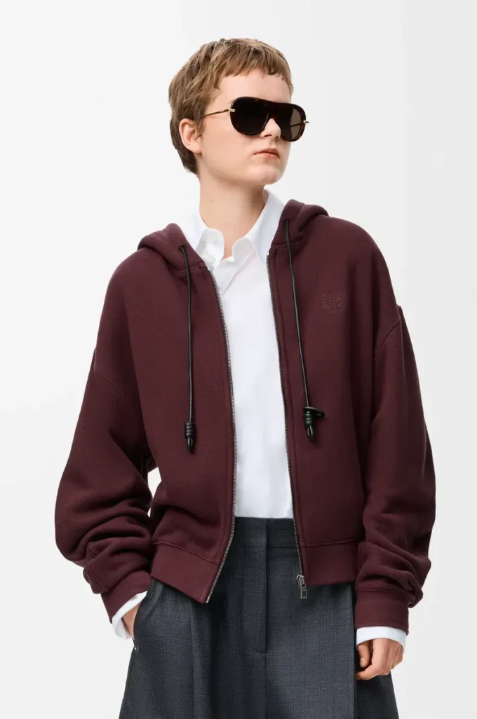 Felpa con cappuccio Flamenco in cotone e cashmere Borgogna scuro