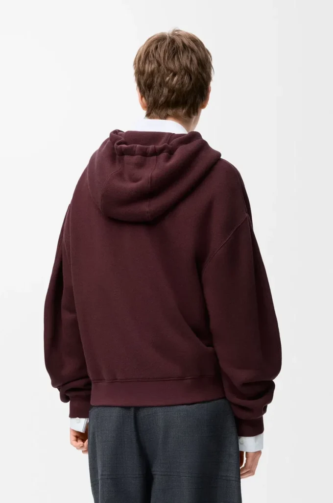 Felpa con cappuccio Flamenco in cotone e cashmere Borgogna scuro