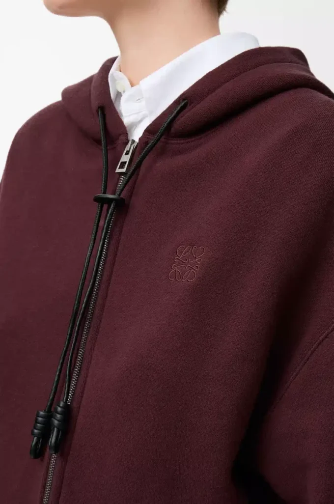 Felpa con cappuccio Flamenco in cotone e cashmere Borgogna scuro