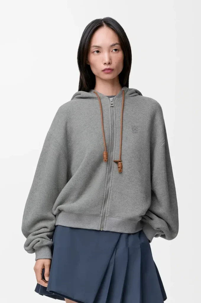 Felpa con cappuccio Flamenco in cotone e cashmere Grigio Felpa con cappuccio Flamenco in cotone e cashmere Grigio