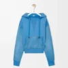Felpa con cappuccio ibrida in cotone e pelle di agnello nappa Blu Felpa con cappuccio ibrida in cotone e pelle di agnello nappa Blu